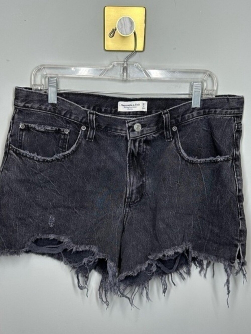 Abercrombie & Fitch Mid Rise Boyfriend Denim Shorts In Washed Black